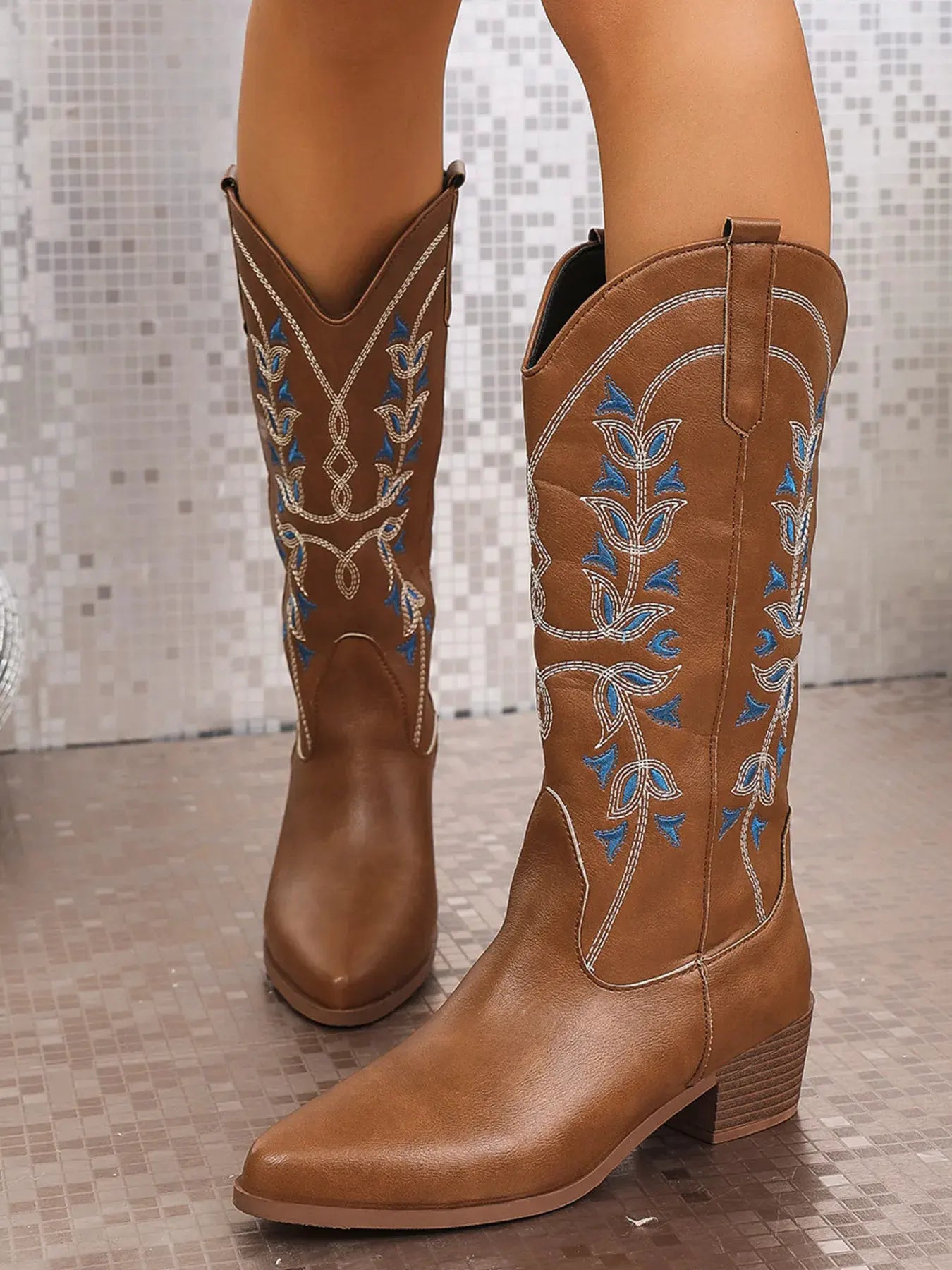 Point Toe Block Heels Boots by Partner Label