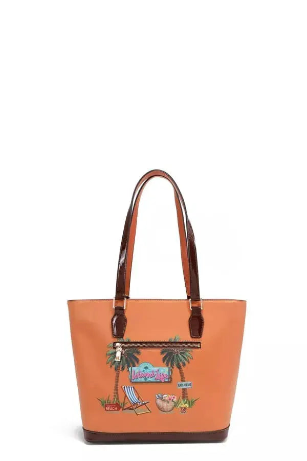 Nicole Lee USA Tropical Beach House Print Shopper Bag by Nicole Lee USA