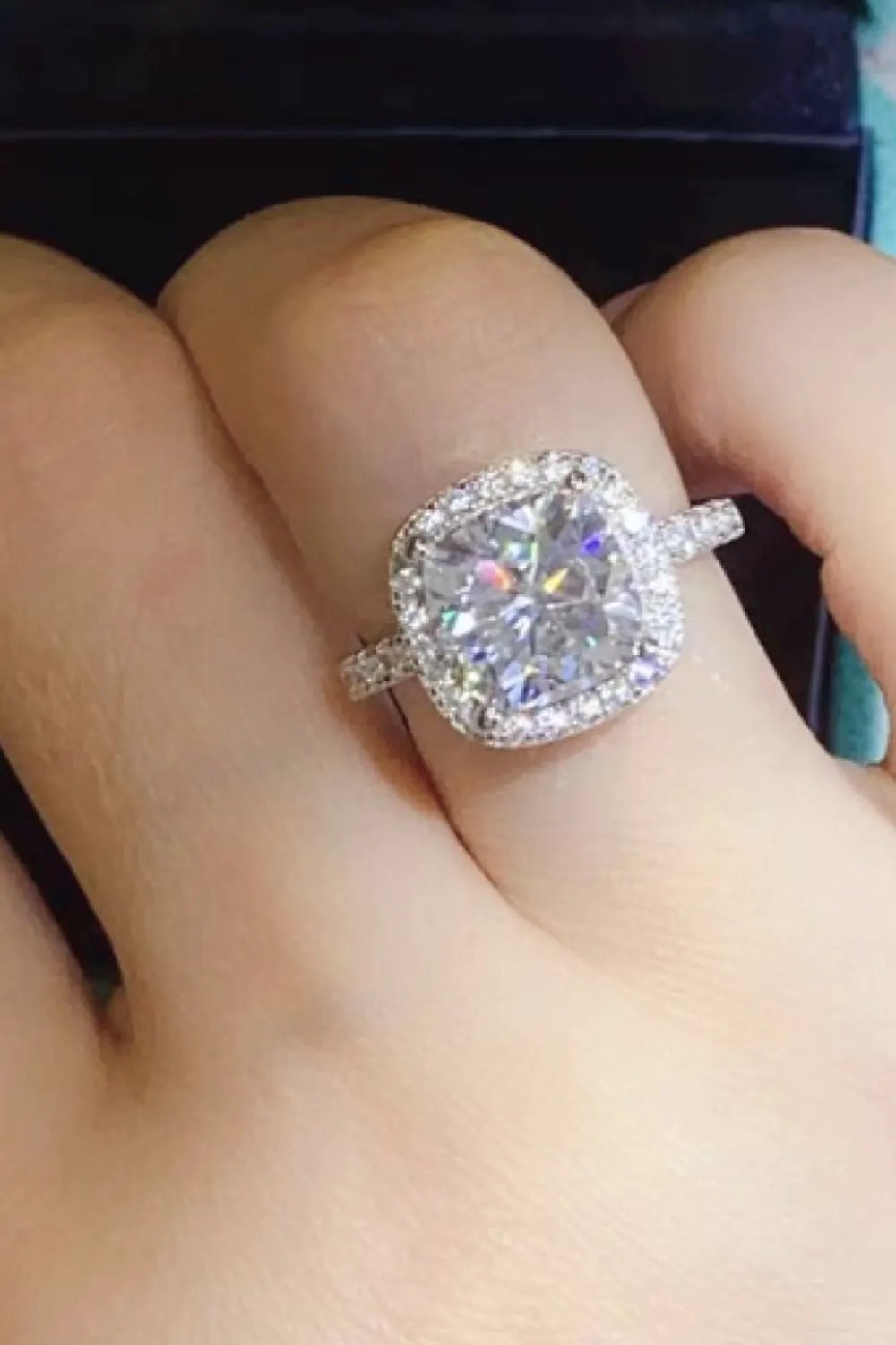 3 Carat Moissanite 925 Sterling Silver Square Ring by Partner Label
