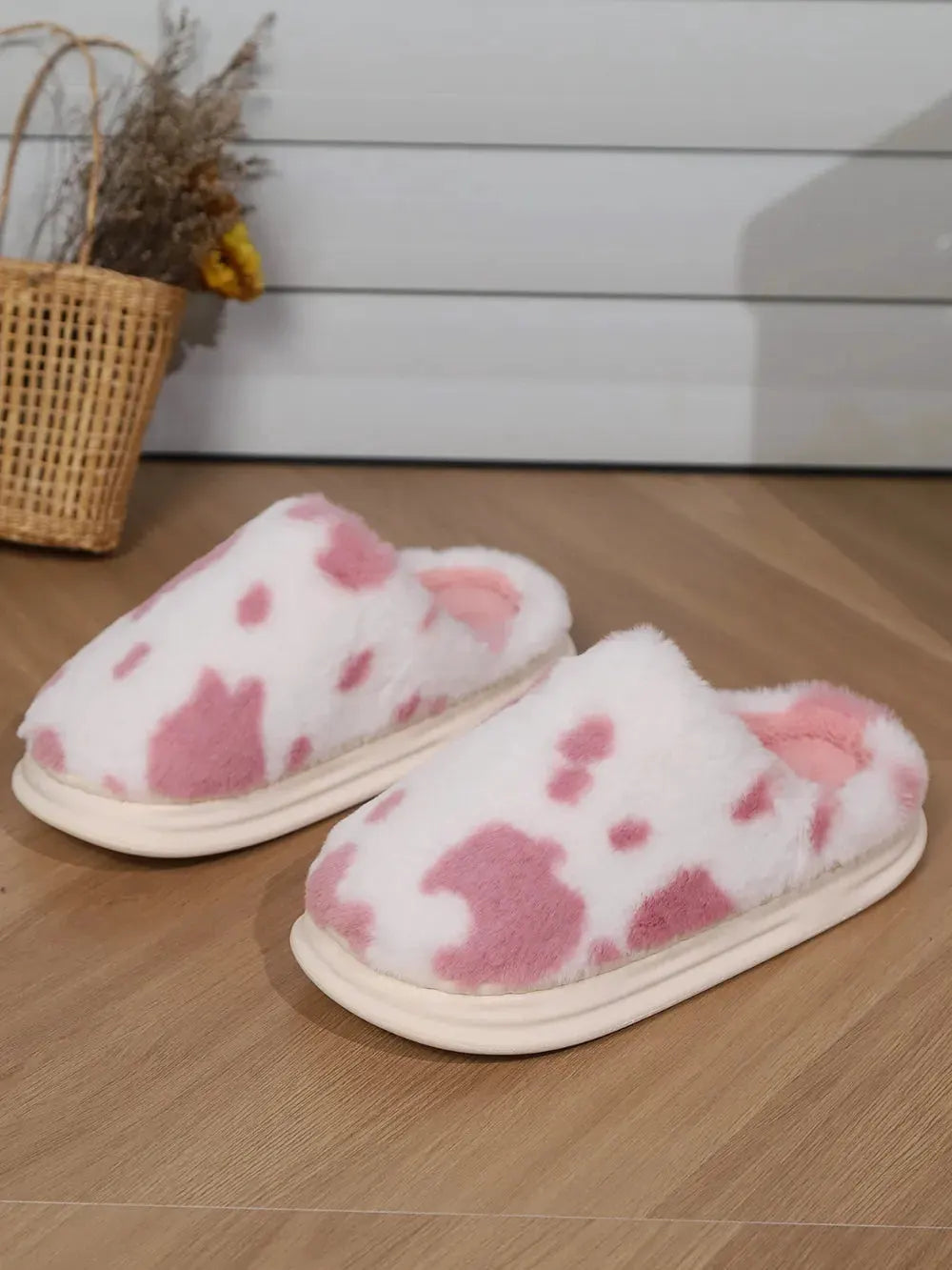 Animal Print Faux Fur Slippers by Partner Label