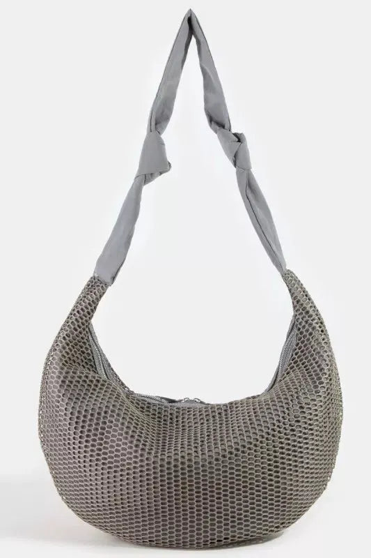 Fame Textured Mesh Knot Shoulder Bag by Fame