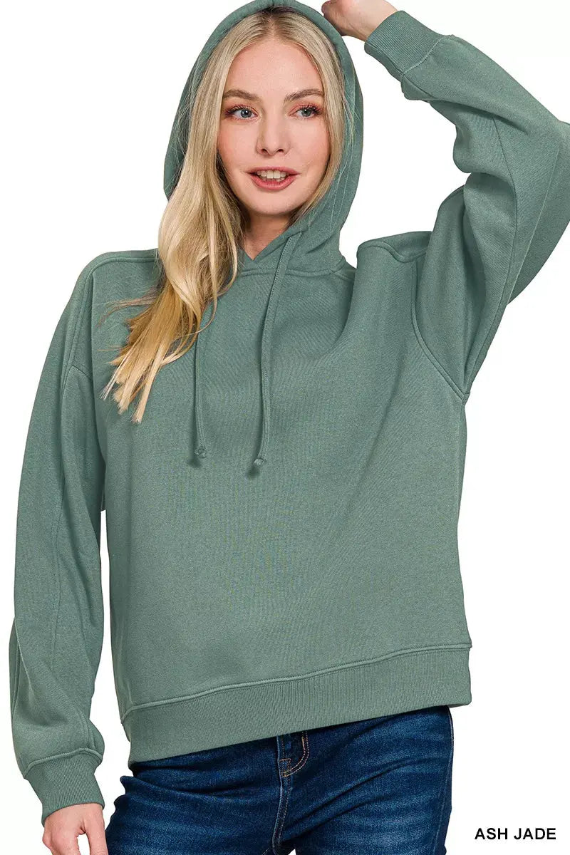 Zenana Drawstring Relaxed Fit Fleece Hoodie by Zenana