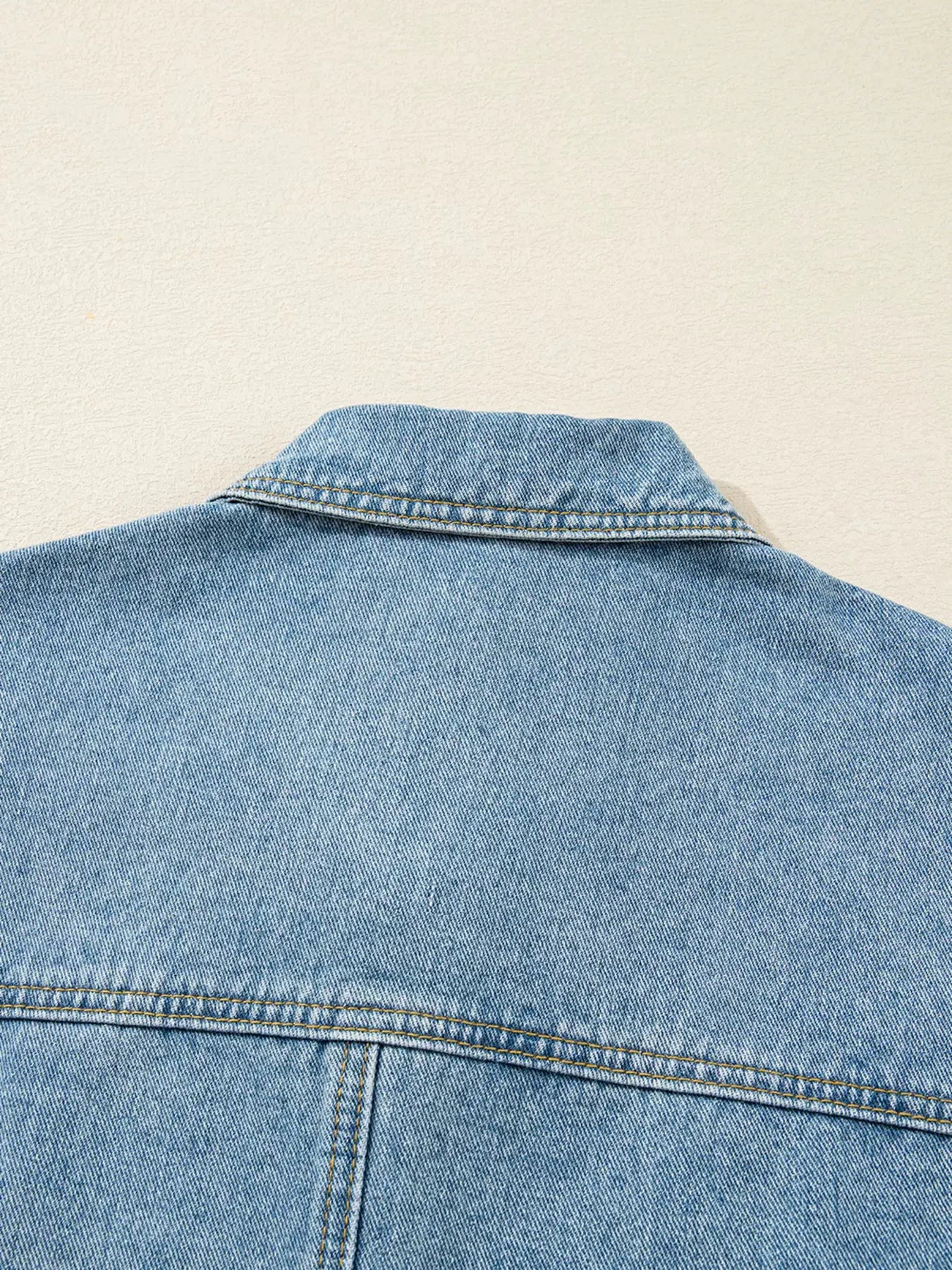 Patched Pockets Side Tie Denim Jacket by Partner Label