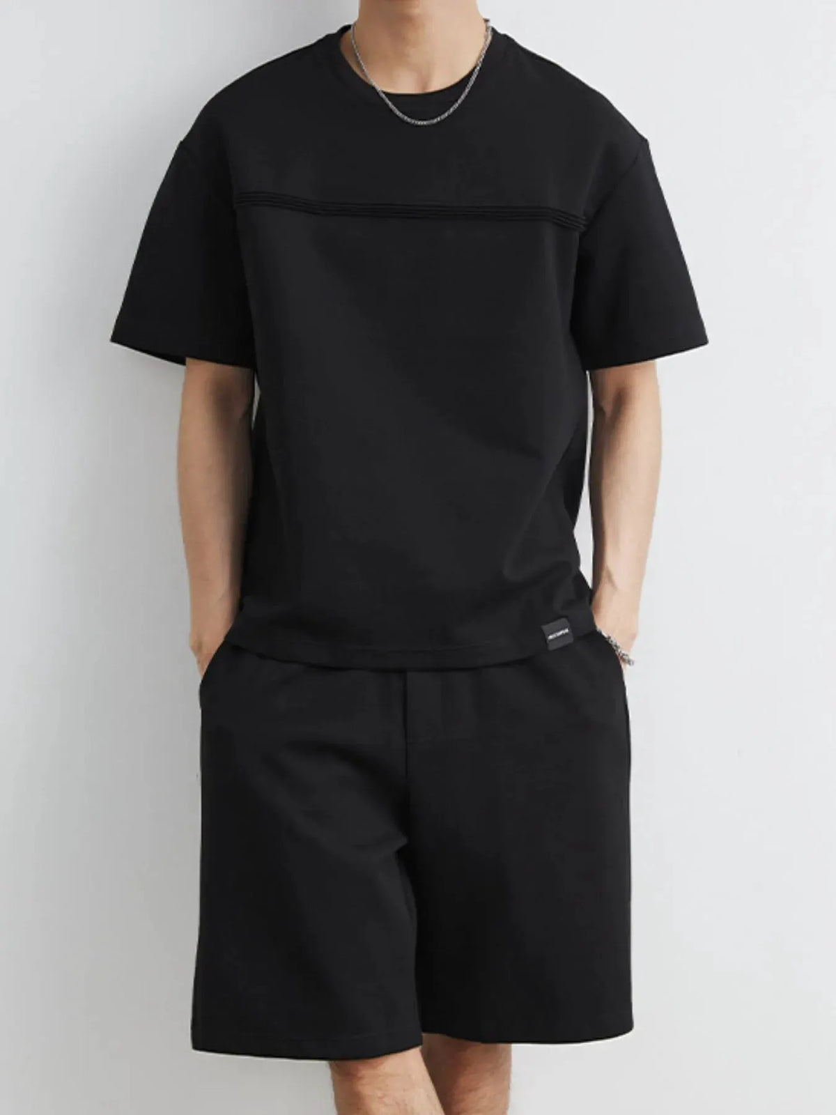 Men's Plus Size Round Neck Short Sleeve Top and Shorts Set by Trendsi