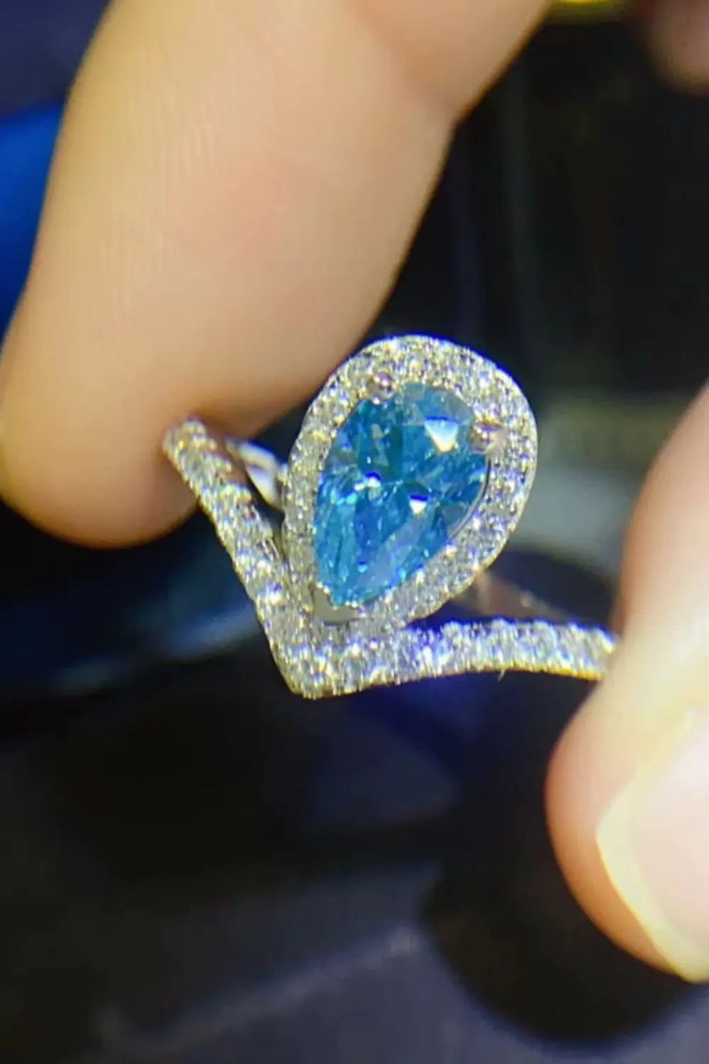 1 Carat Pear Shape Moissanite Heart Ring by Partner Label