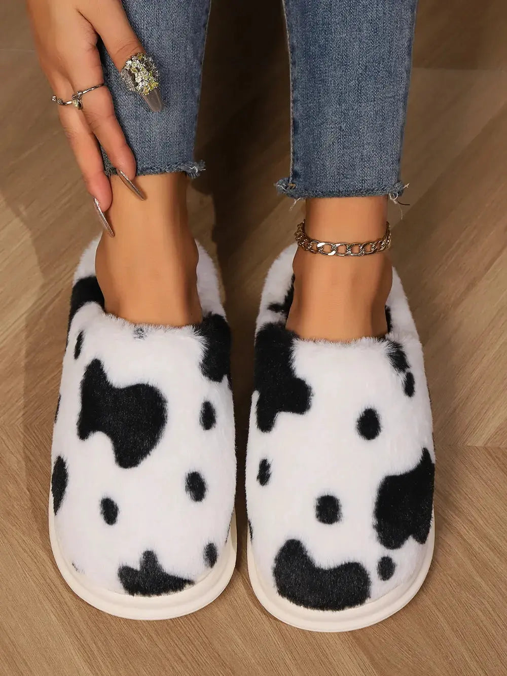 Animal Print Faux Fur Slippers by Partner Label