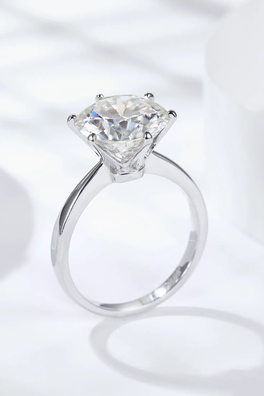 Platinum-Plated 5 Carat Moissanite Solitaire Ring by Partner Label