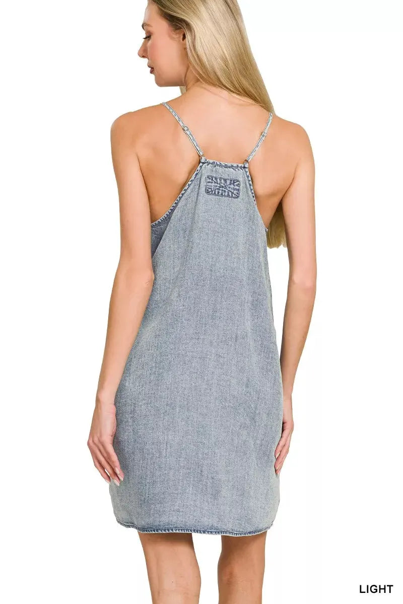 Zenana Enzyme Stone Washed Lyocell Mini Dress by Zenana