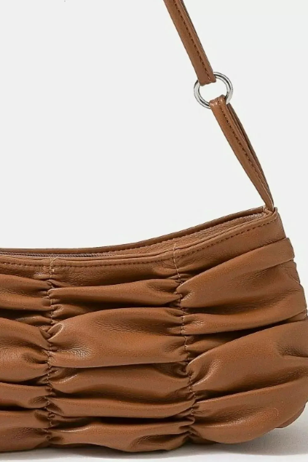 Fame Segmented Pleated Faux Leather Hand Bag by Fame