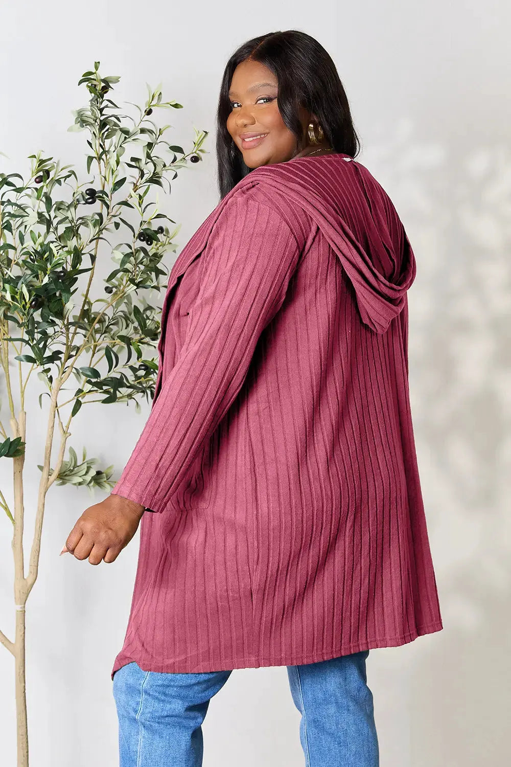 Basic Bae Full Size Hooded Sweater Cardigan by Basic Bae