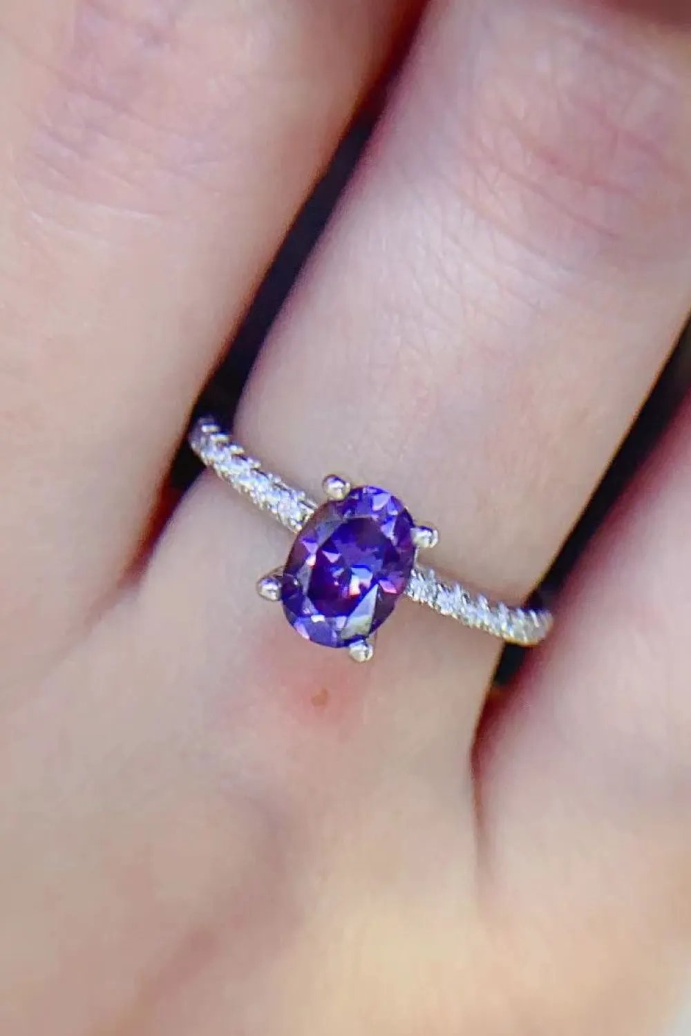 1 Carat Purple Moissanite 4-Prong Ring by Partner Label