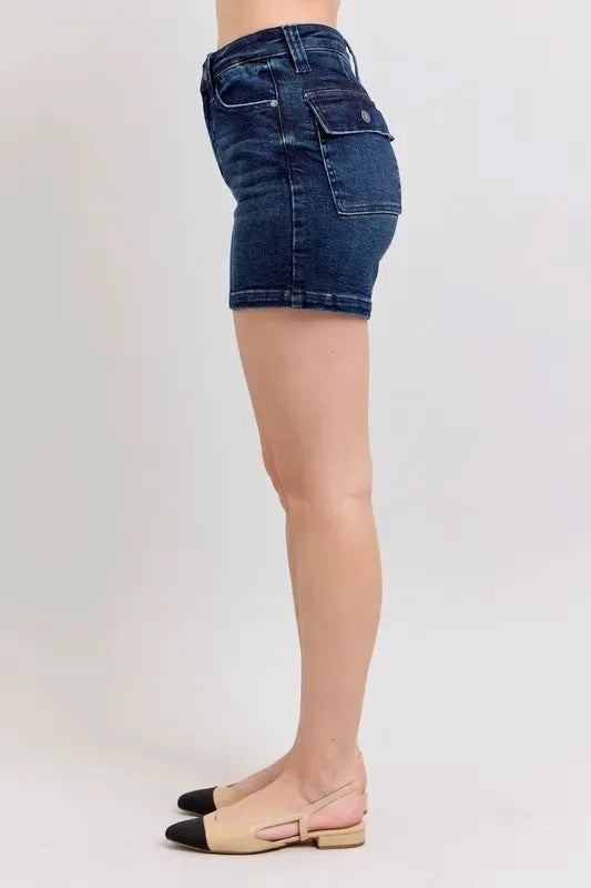 Judy Blue Full Size High Waist Back Flap Pocket Denim Shorts Plus Size by Judy Blue