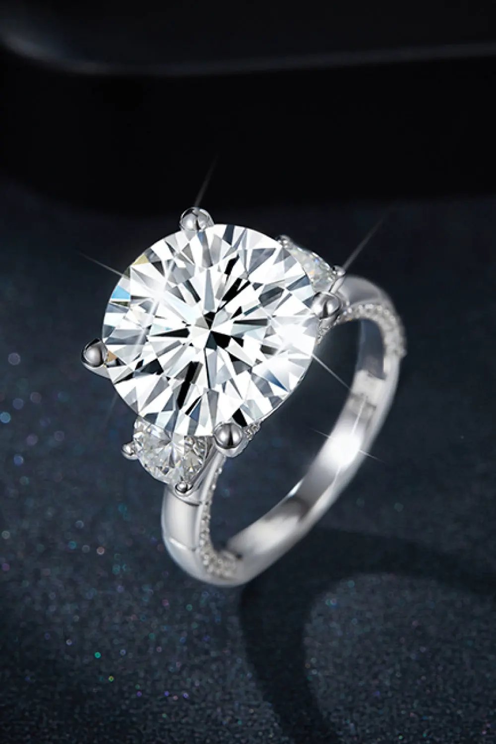 8.6 Carat Moissanite Platinum-Plated Ring by Partner Label