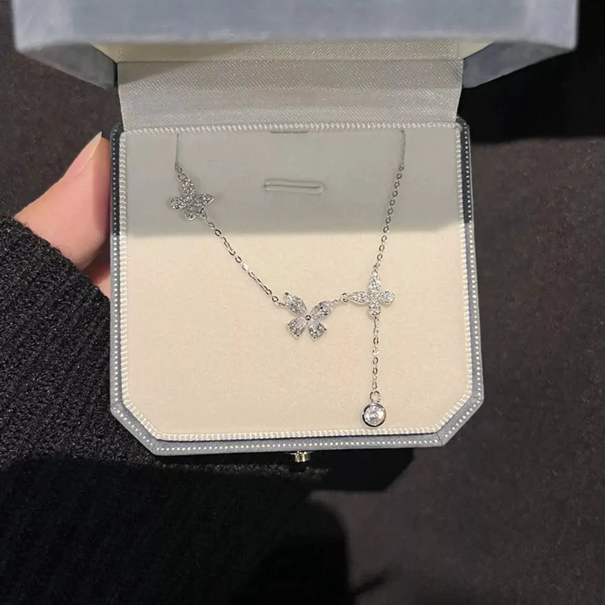 925 Sterling Silver Zircon Butterfly Necklace by Partner Labels