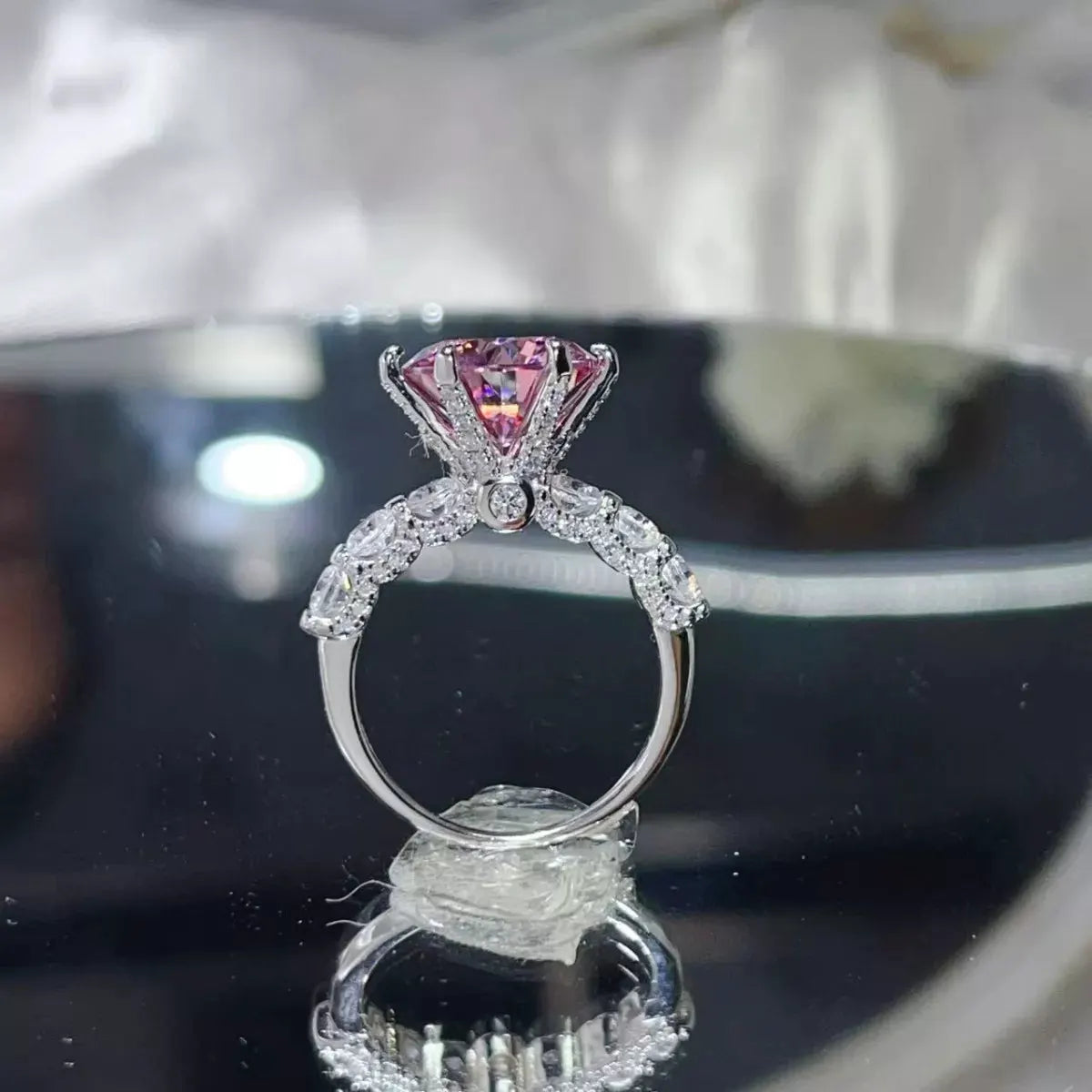 5 Carat Moissanite 6-Prong 925 Sterling Silver Ring by Partner Label