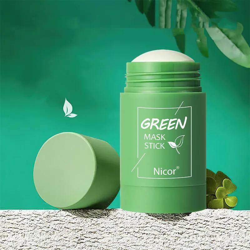 Cleansing Green Tea Mask Clay Stick Oil Control Anti-Acne Whitening Seaweed Mask Skin Care by Anybestbuy Store