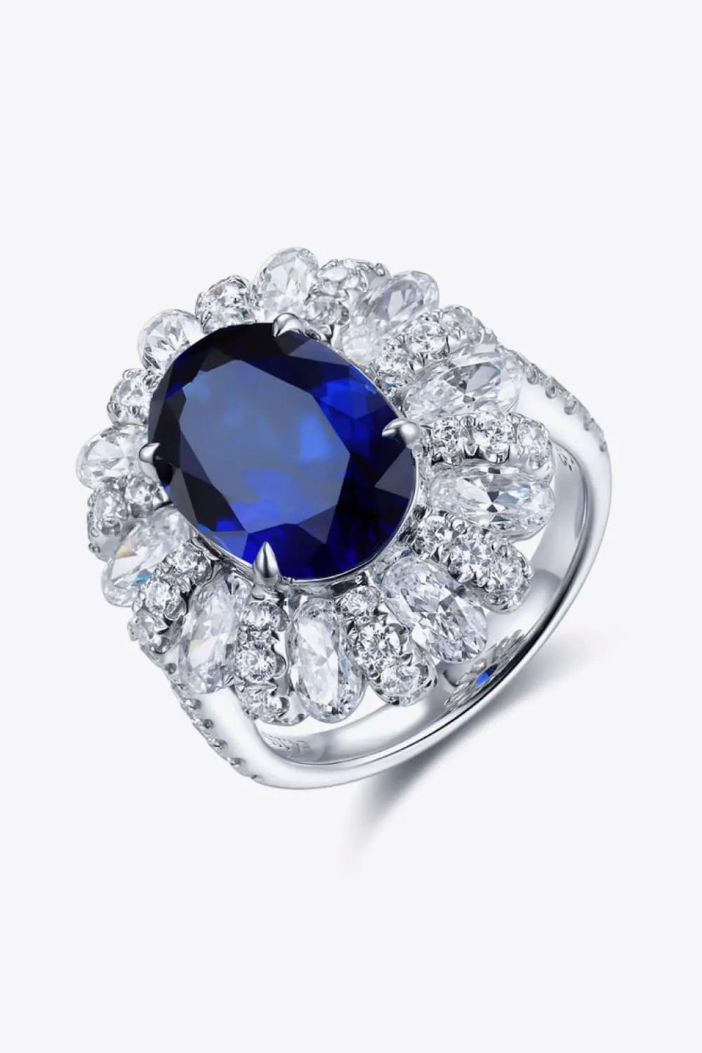 5 Carat Lab-Grown Sapphire Flower Shape Ring by Partner Label