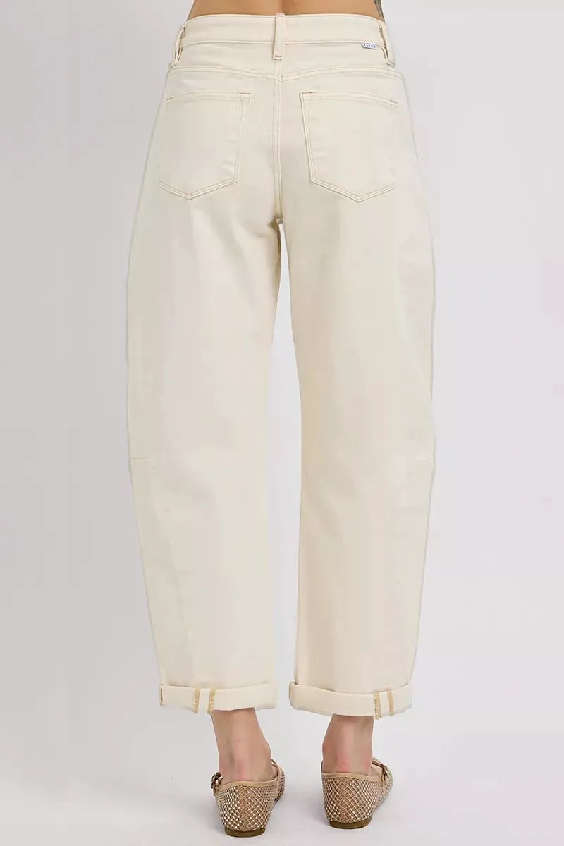 RISEN High Rise Relaxed Barrel Cuffed Jeans by RISEN