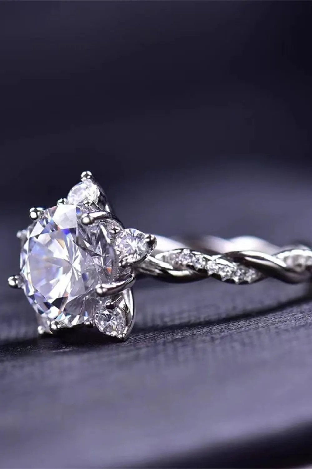 3 Carat Moissanite Twisted Ring by Partner Label