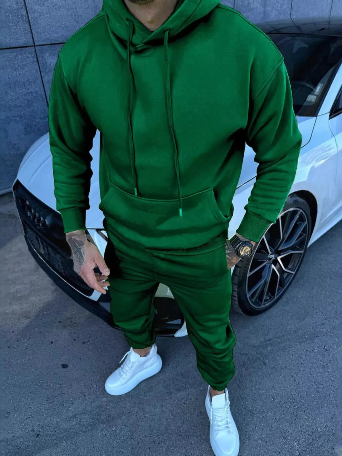 Men's Full Size Kangaroo Pocket Hoodie and Pants Set Plus Size by Trendsi