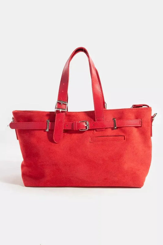 Fame Faux Leather Buckle Strap Detail Tote Bag by Fame