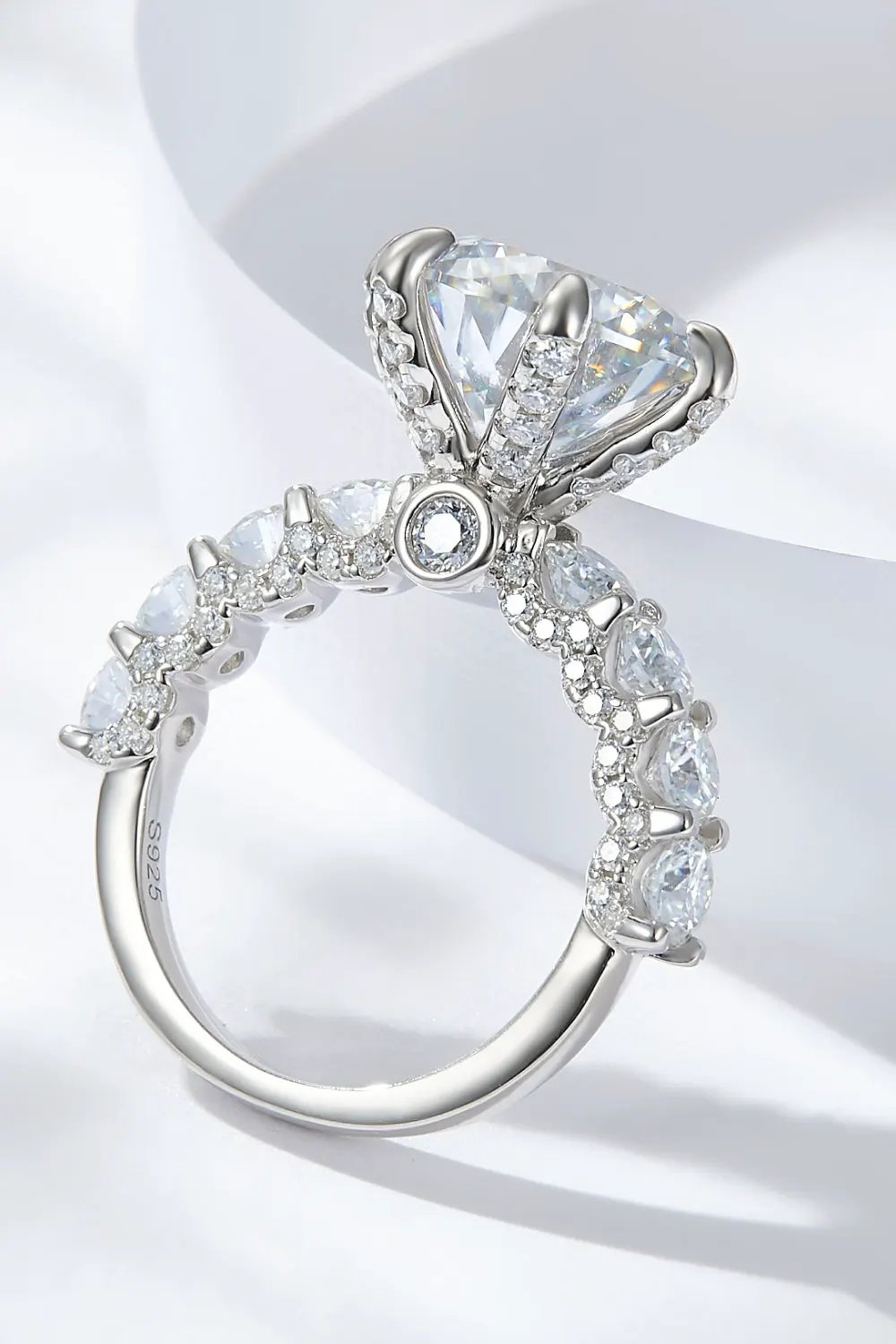 3-Carat Moissanite Platinum-Plated Side Stone Ring by Partner Label
