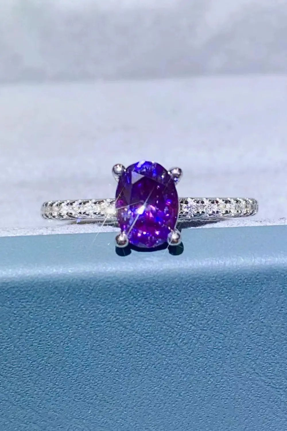 1 Carat Purple Moissanite 4-Prong Ring by Partner Label