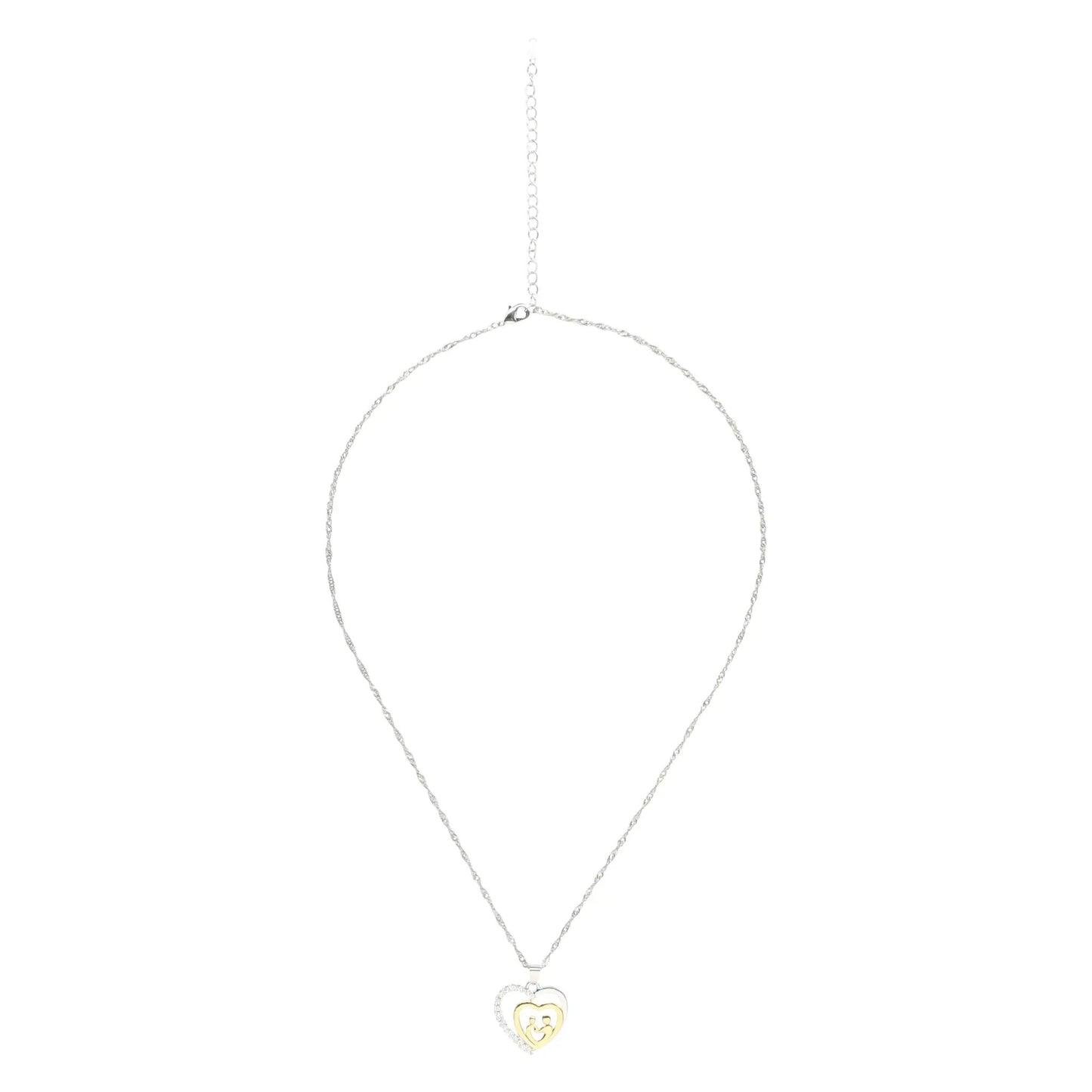 Mother and Child Necklace Pave Heart Pendant Necklace by Nichestar