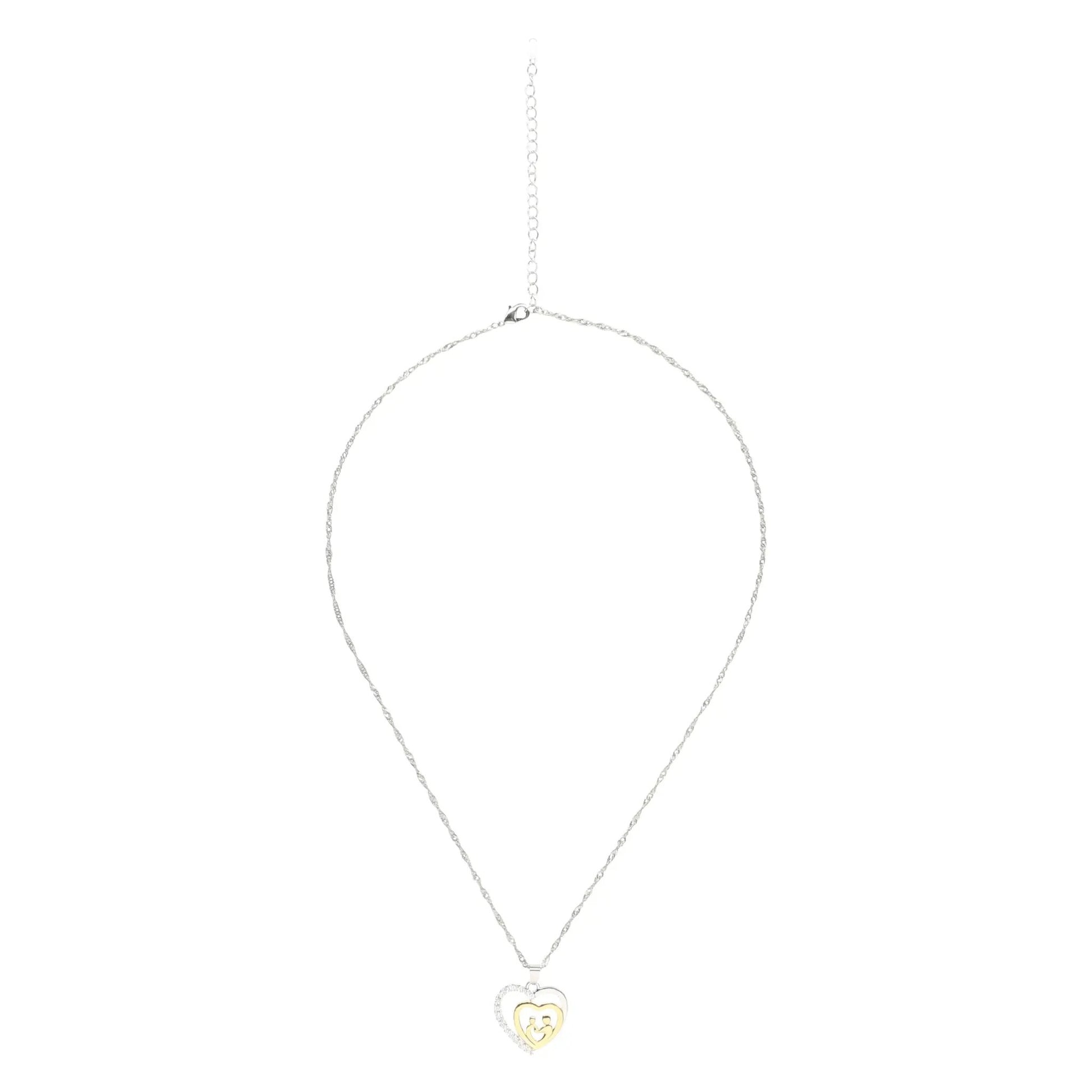 Mother and Child Necklace Pave Heart Pendant Necklace by Nichestar