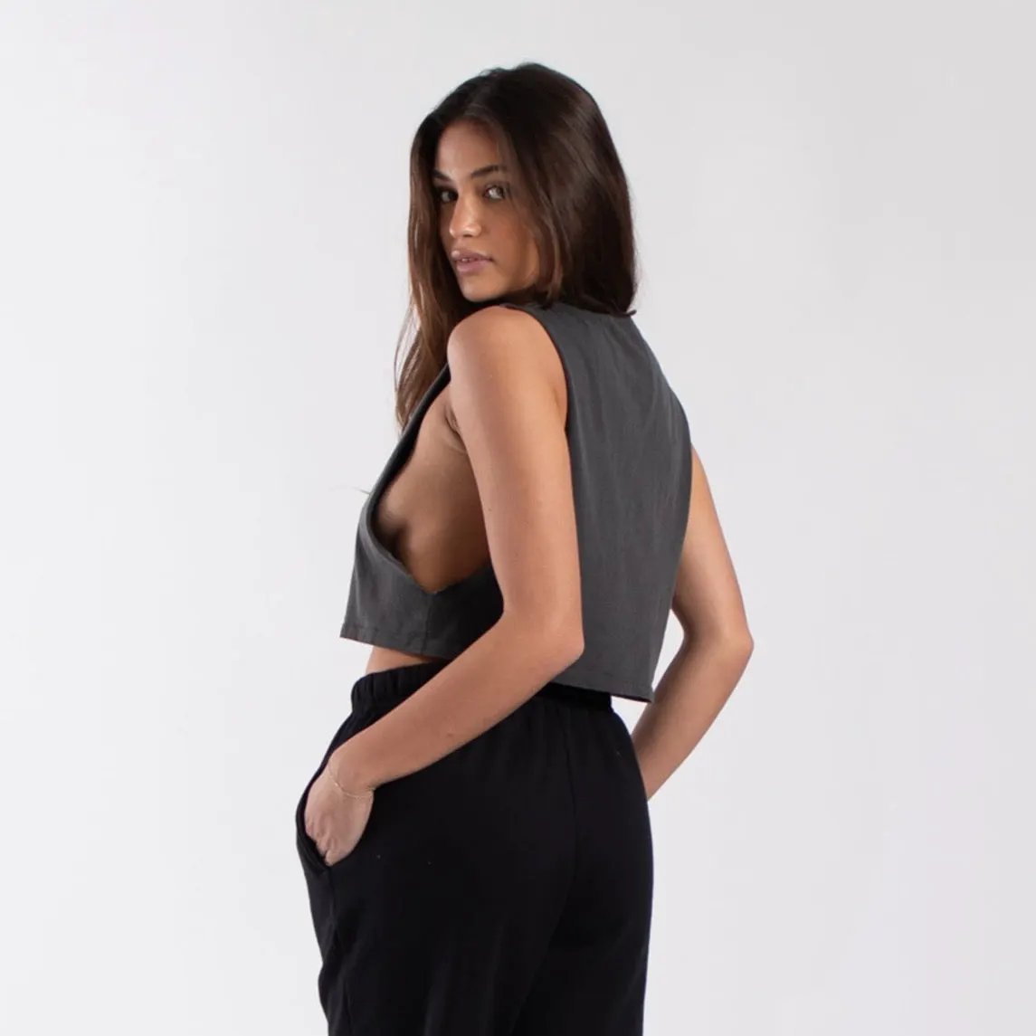 0921GD - Women's Garment Dyed Cropped Muscle Tank by POS Wholesale