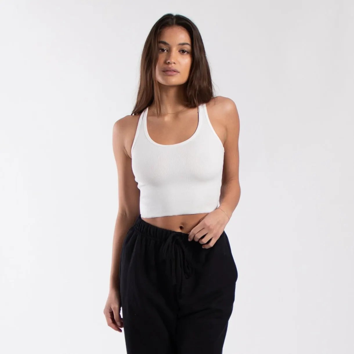 4010 - Women's Cropped 2x1 Ribbed Tank by POS Wholesale