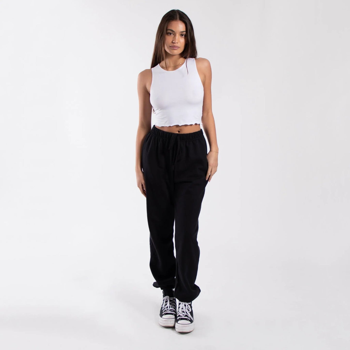 0892 - Women's Cropped Lettuce Trim Muscle Tank by POS Wholesale