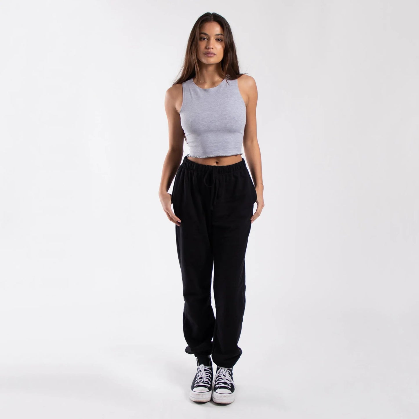 0892 - Women's Cropped Lettuce Trim Muscle Tank by POS Wholesale