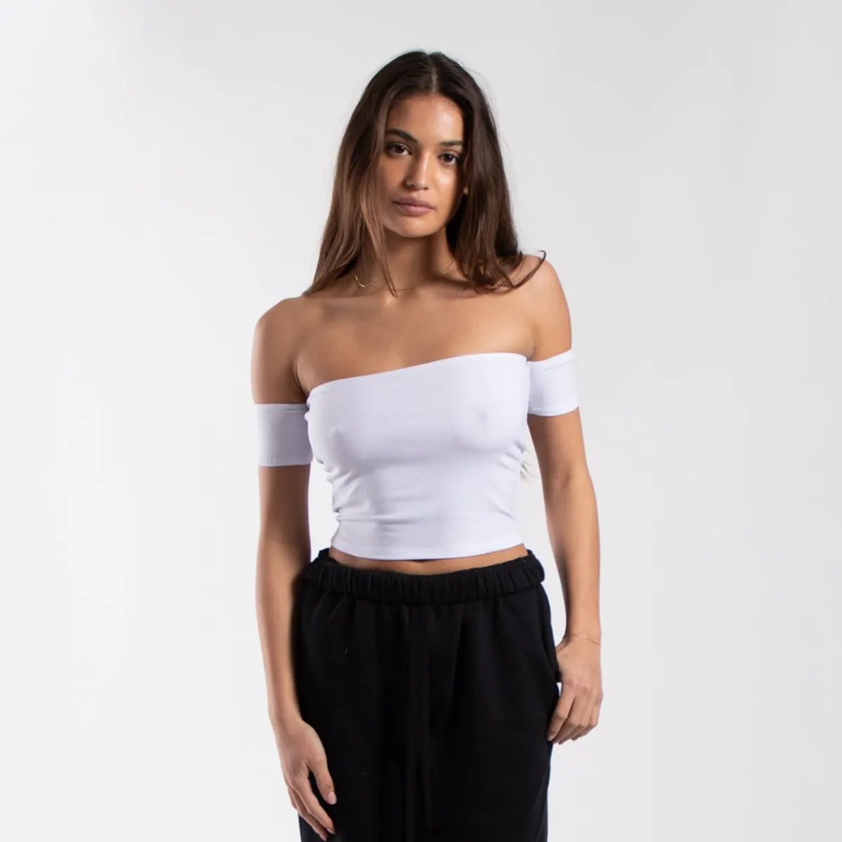 0891 - Women's Off Shoulder Cropped Tee by POS Wholesale