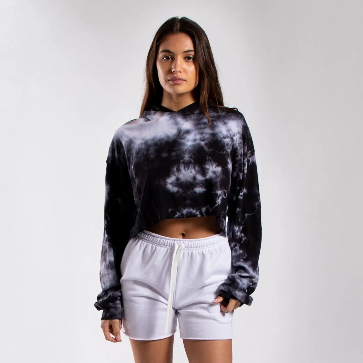 6036TD - CLOSEOUT Women's Cropped Tie Dye Hoodie by POS Wholesale