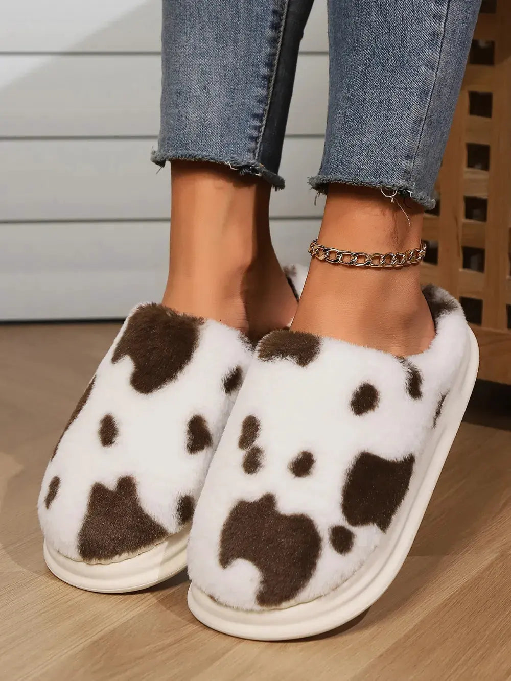 Animal Print Faux Fur Slippers by Partner Label