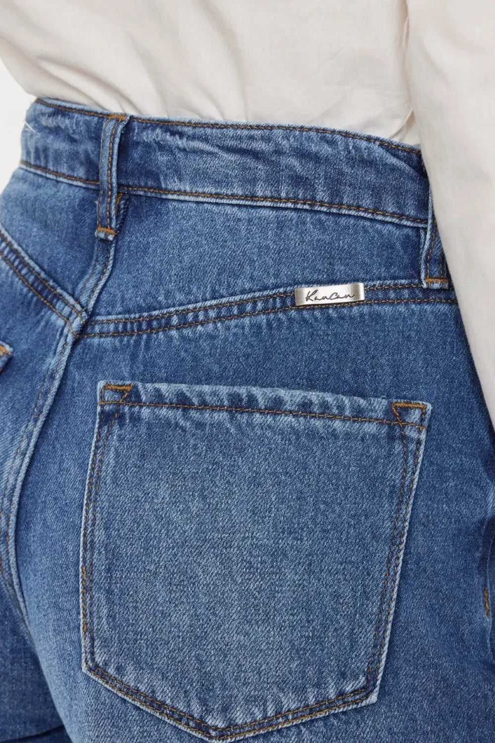 Kancan Distressed Button-Fly High Waist Denim Shorts by Kancan