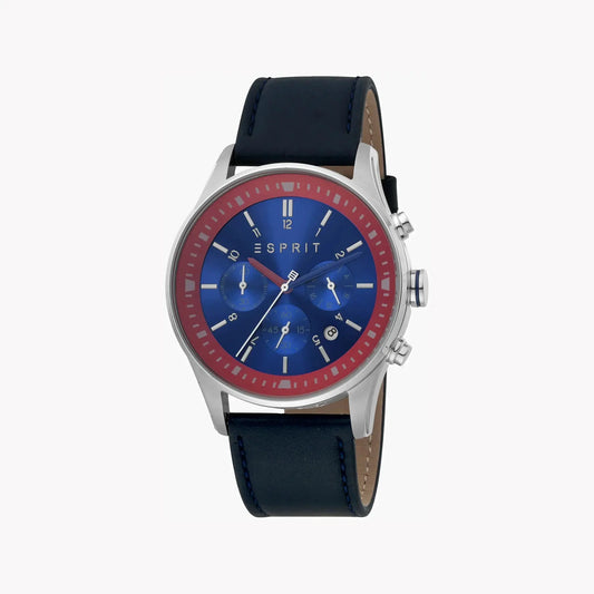 Esprit Men's Blue Leather Watch, Blue Dial | ES1G209L0025 by ESPRIT