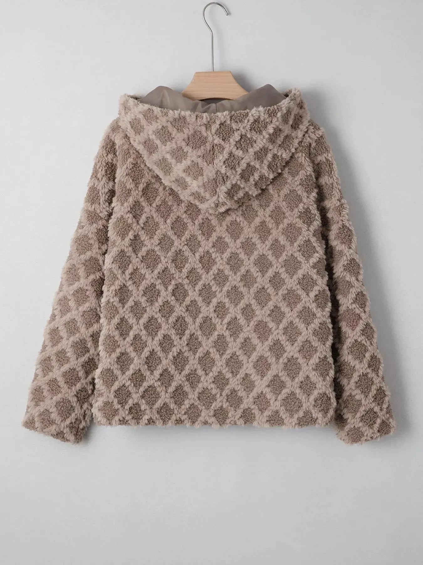 Sherpa Rhombus Zip Up Side Pocket Hooded Jacket by Partner Label