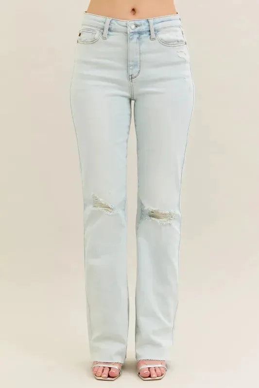 Judy Blue Full Size Destroy & Fray Hem Bootcut Jeans Plus Size by Judy Blue