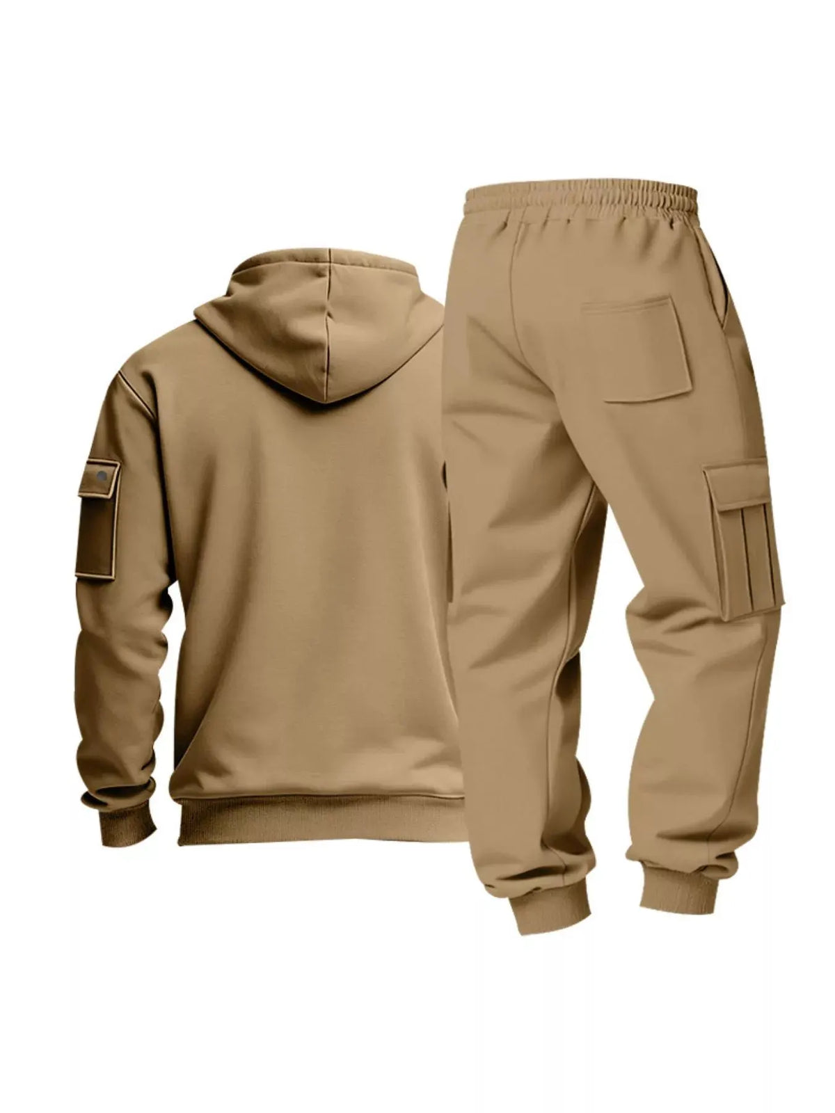 Men's Full Size Half Zip Hoodie and Cargo Pants Set Plus Size by Trendsi