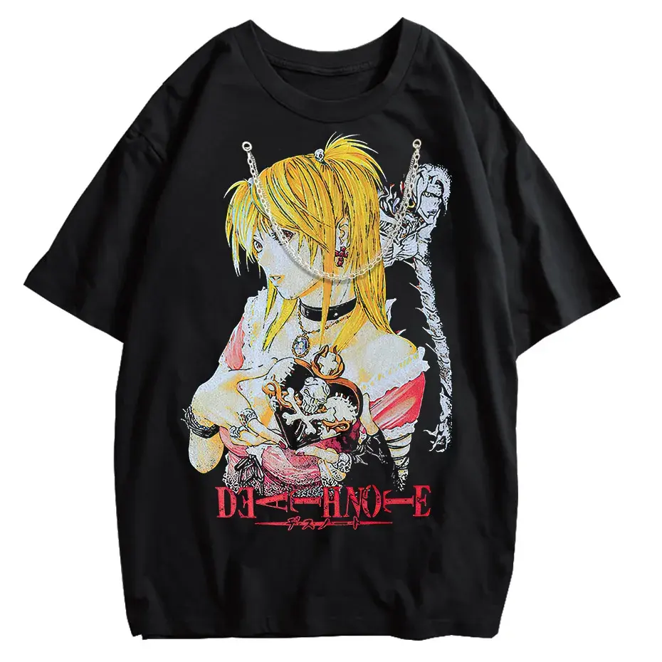 Harajuku Black Source T-Shirt Men Hip Hop Vintage Anime Graphic Oversized Cotton Tee by Vimost Shop