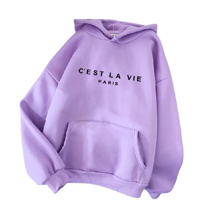 letter print new hooded sweater women's spring long-sleeved lazy style loose hooded top by Dropsure