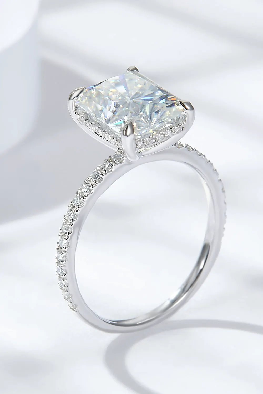 4 Carat Moissanite 4-Prong Side Stone Ring by Partner Label