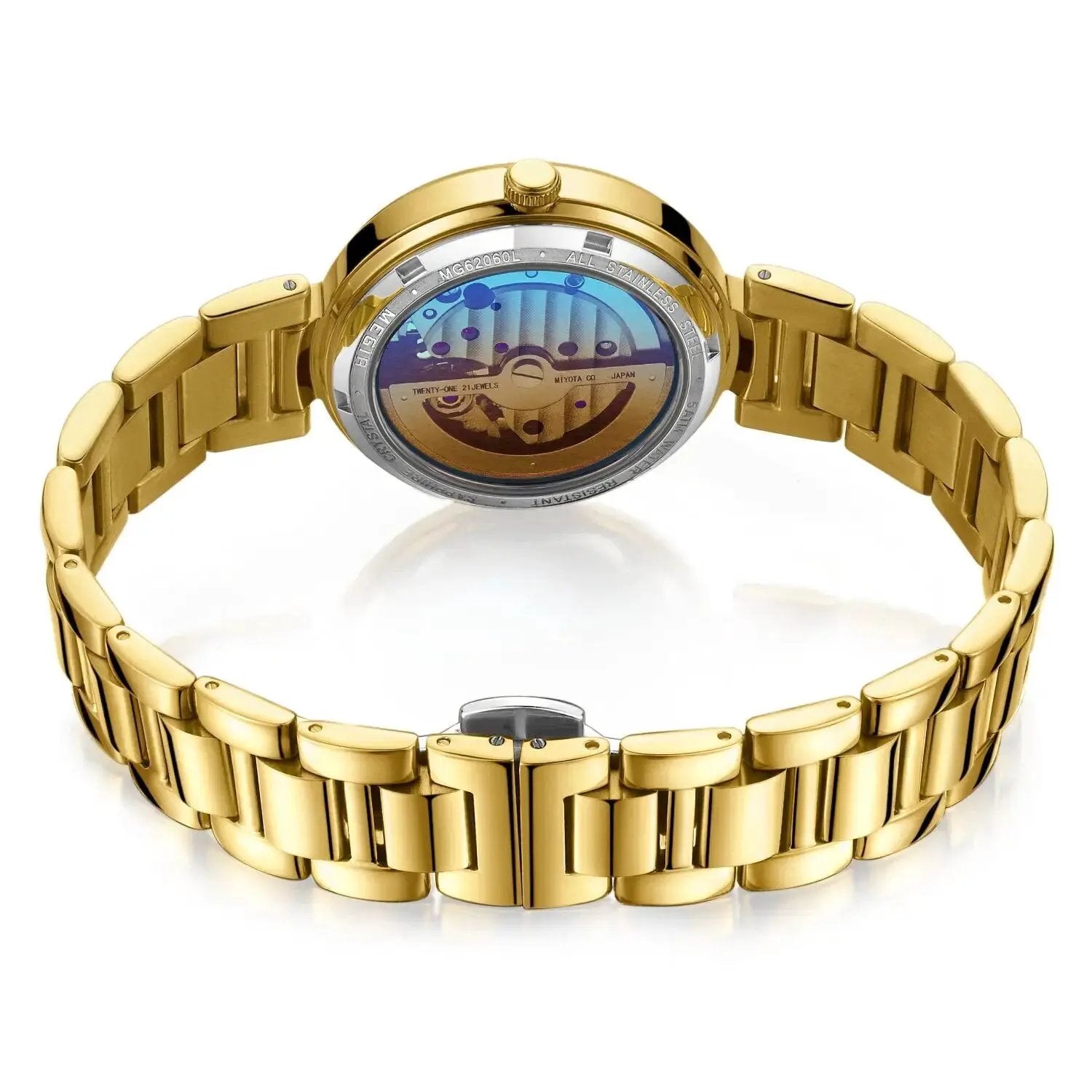 MEGIR Luxury Stainless Steel Gold Women Bracelet Watch Large Dial Automatic Mechanical Wrist Watches Ladies Business Watch Clock 62060 by MEGIR WATCH GROUP