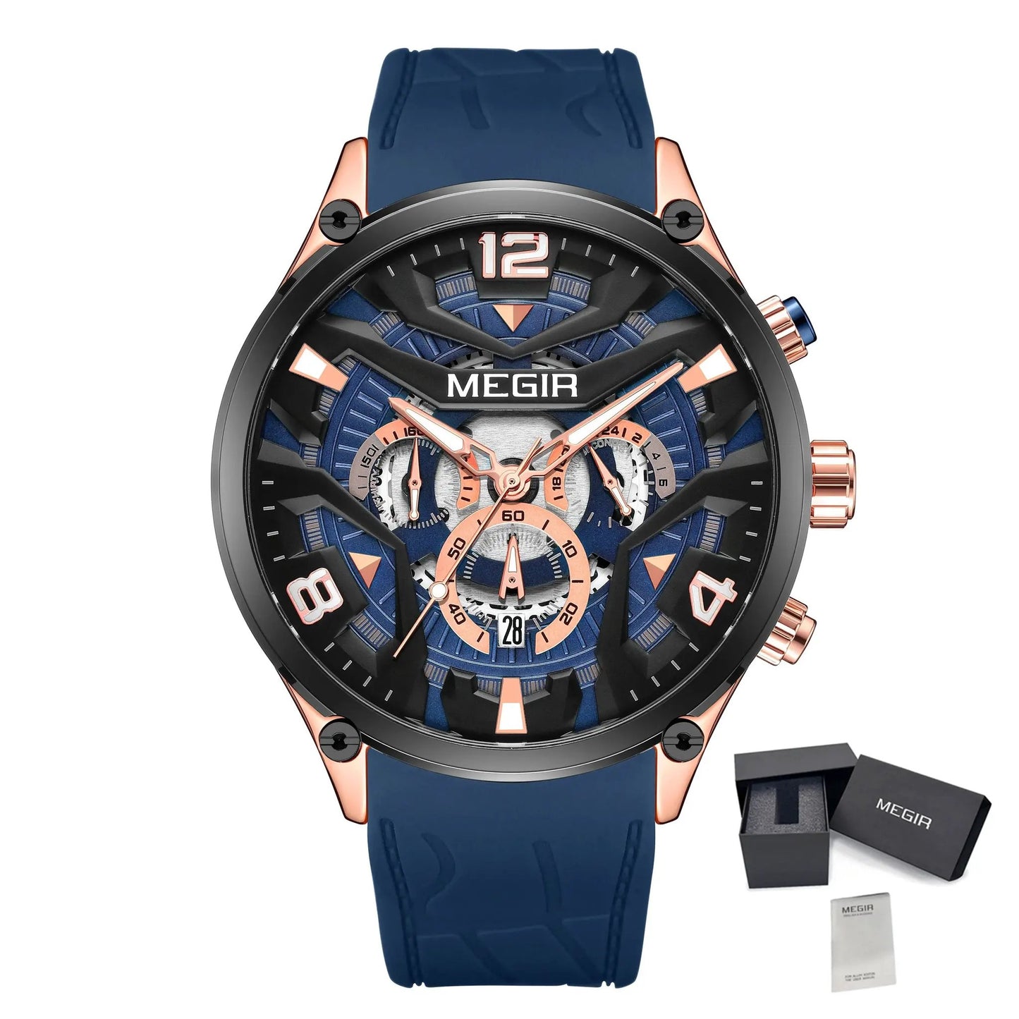 MEGIR Chronograph Luxury Men Quartz Military Watches Silicone Strap Waterproof Man Sport Wristwatch Date Clock Reloj Hombre 2222 by MEGIR WATCH GROUP