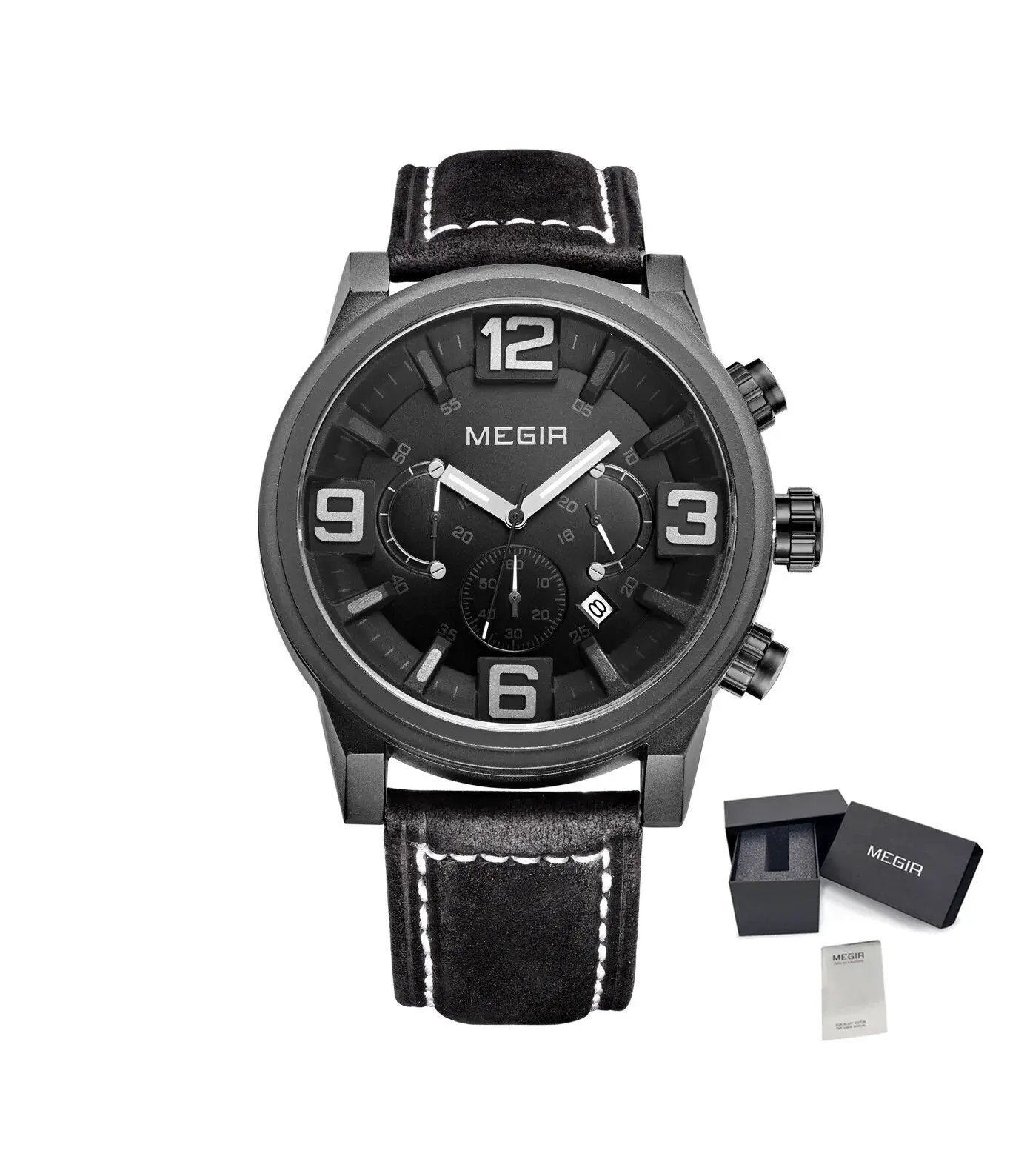 MEGIR Luxury Watches for Men Quartz Chronograph Waterproof Calendar Luminous Sport Military Wristwatch Clock Reloj Hombre 3010 by MEGIR WATCH GROUP
