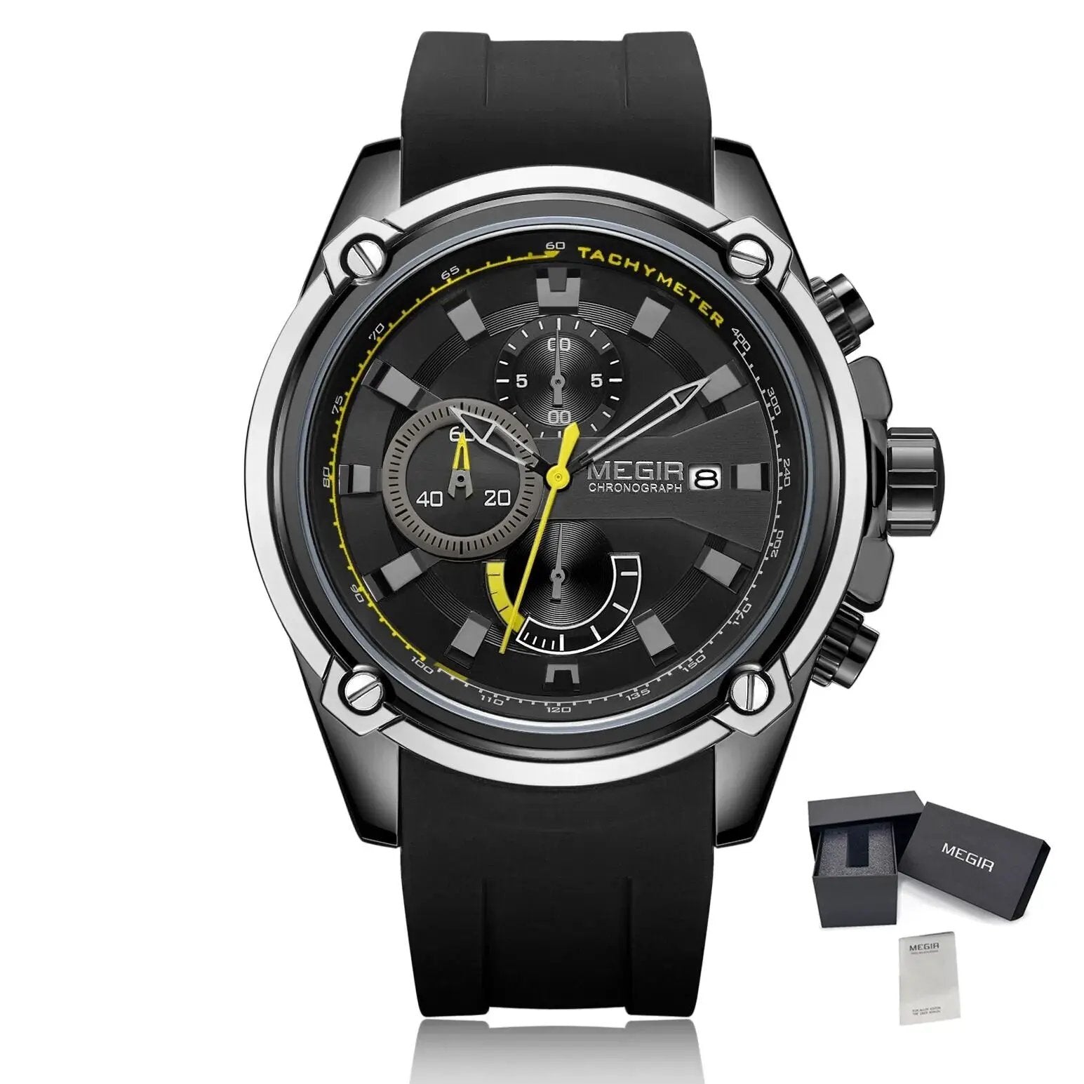 MEGIR Chronograph Luxury Brand Men Sports Watches Silicone Strap Quartz Casual Wristwatch Waterproof Calendar Reloj Hombre 2086 by MEGIR WATCH GROUP
