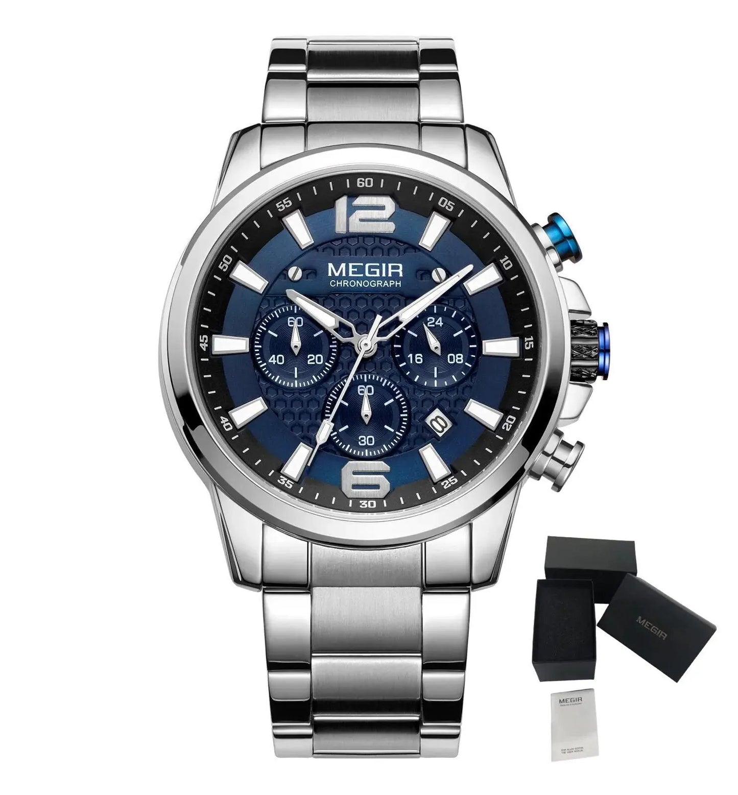 MEGIR Luxury Business Men Watch Fashion Quartz Sport Chronograph Luminous Waterproof Calendar Stainless Steel Male Wristwatch 2156 by MEGIR WATCH GROUP
