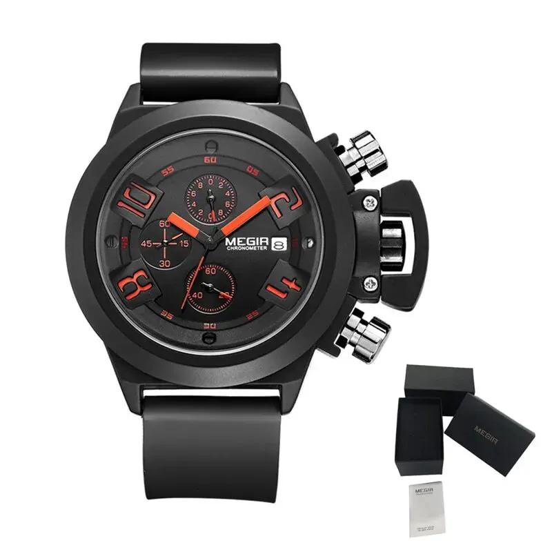 MEGIR Men Watches Luxury Fashion Sport Military Chronograph Luminous Date Quartz Wristwatch Clock Big Dial Relogio Masculino 2002 by MEGIR WATCH GROUP